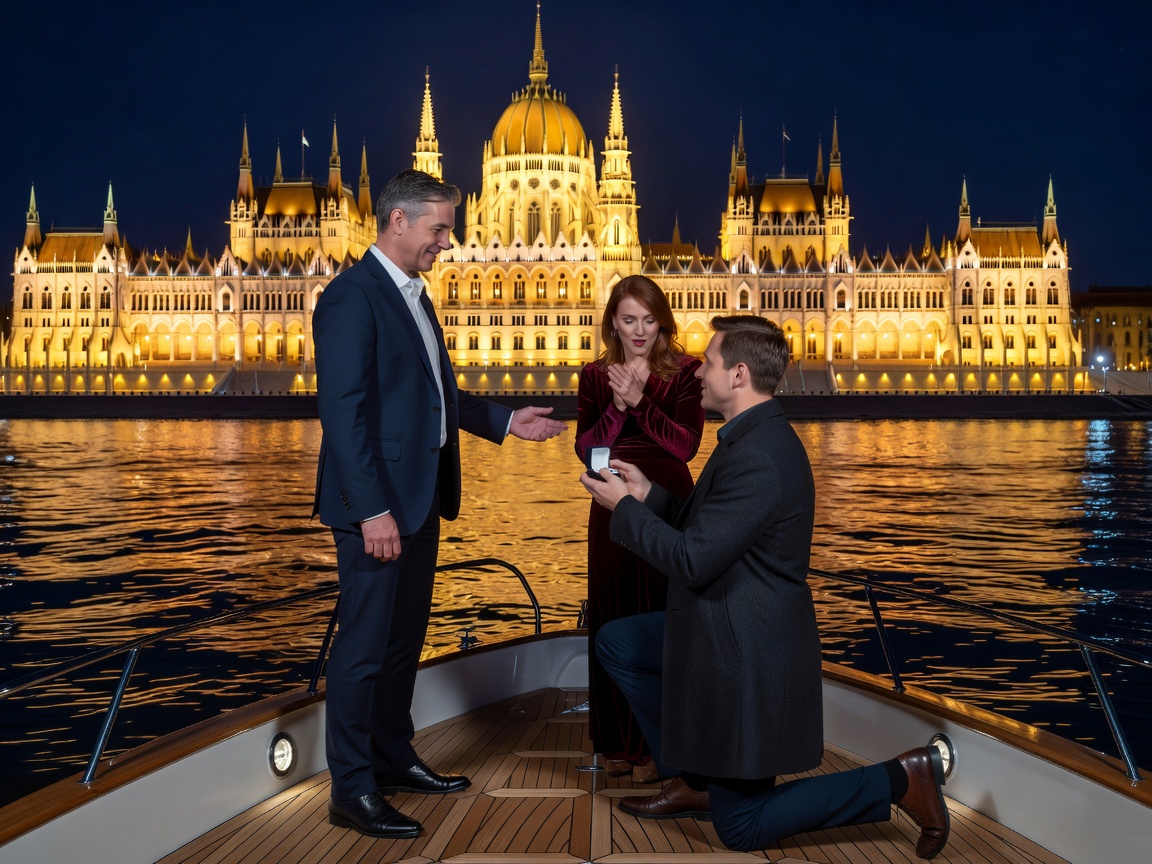 Parliament night lights Budapest private boat proposal guide
